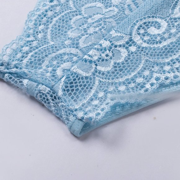 Sky Blue Floral Lace Panty - Picture 5 of 9